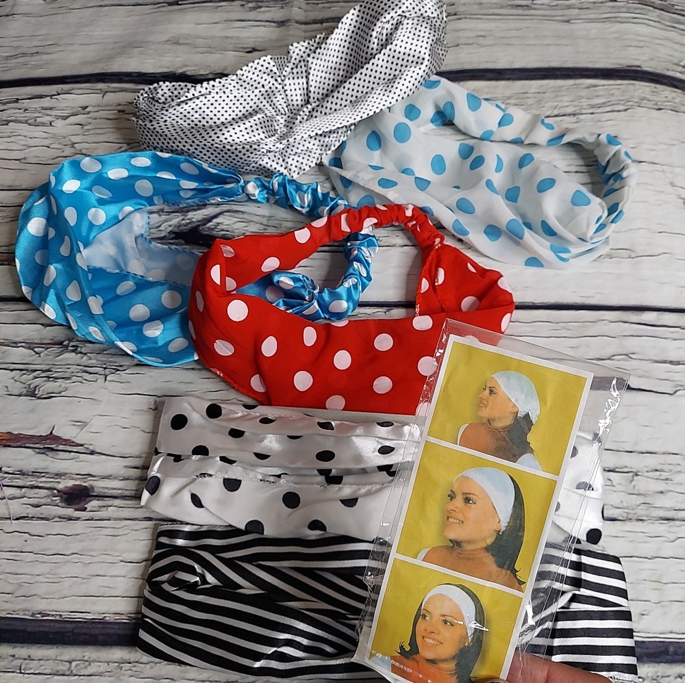 Elastic Back Fabric Headbands Dots or Stripes